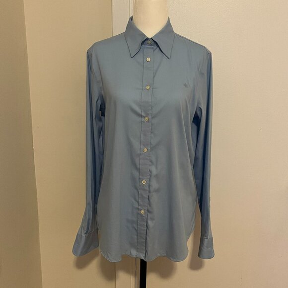 NWOT Ralph Lauren Non Iron Blue 100% Cotton Shirt/Blouse US M - Picture 2 of 11
